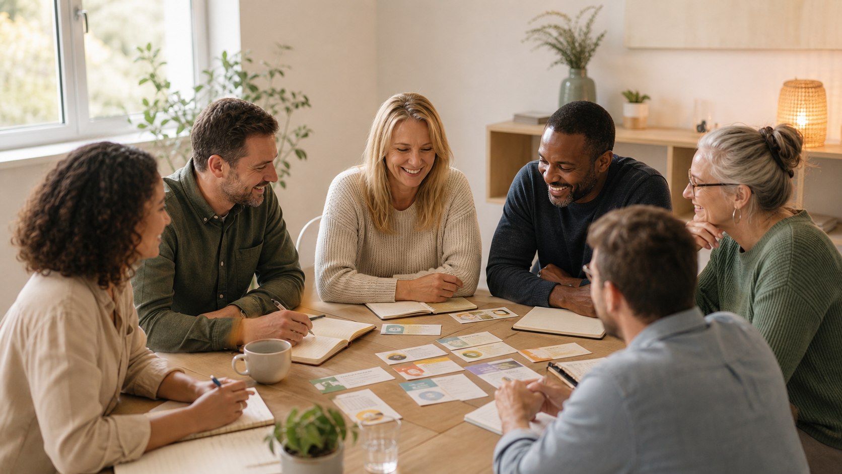 A friendly small business team connecting during a workshop